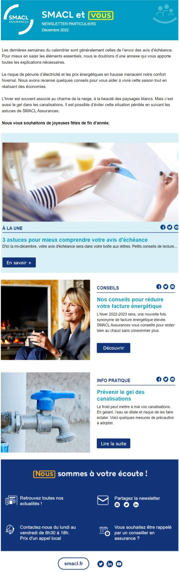 Newsletter Particuliers décembre 2022 SMACL Assurances