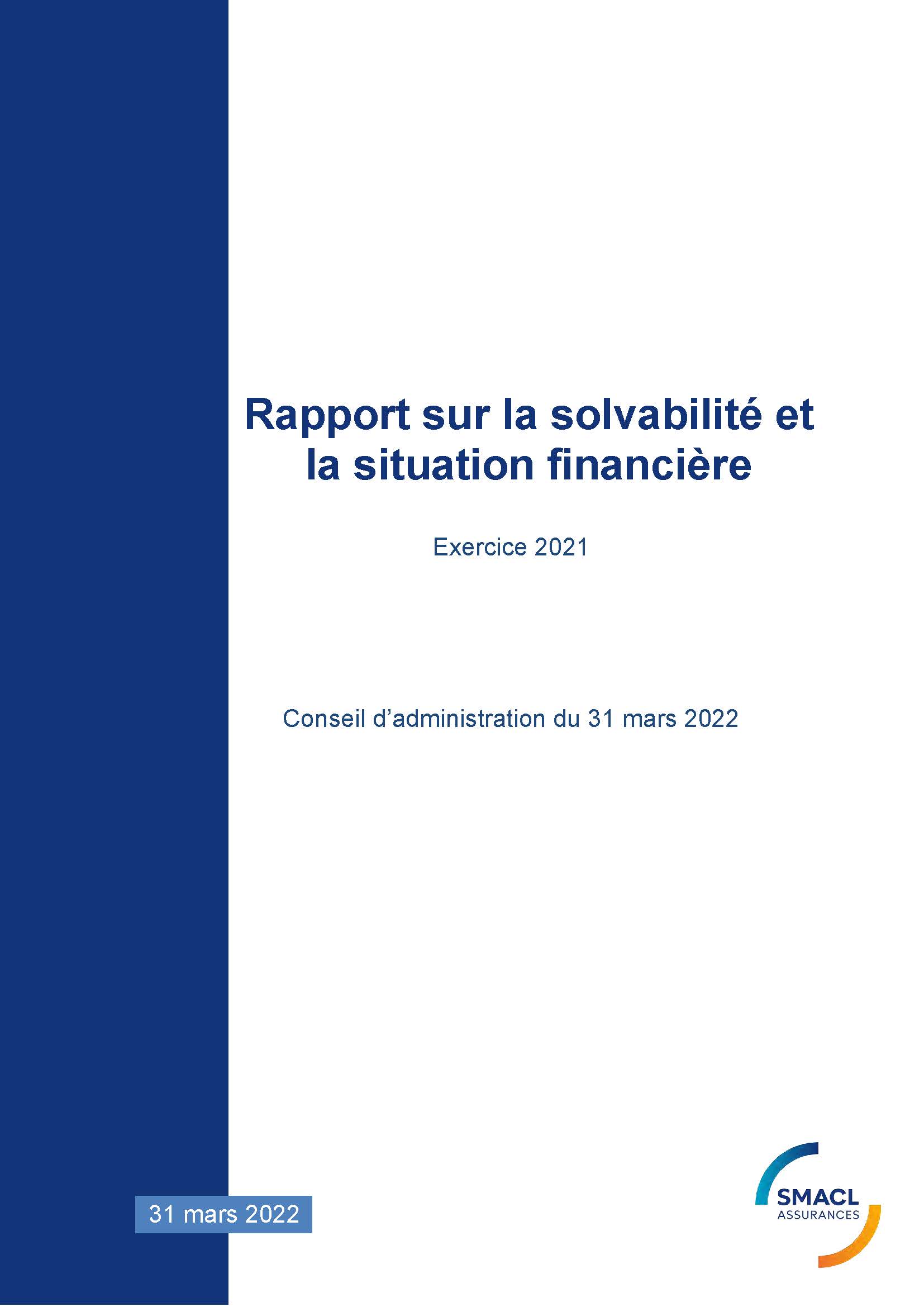 Rapport SFCR 2021 SA