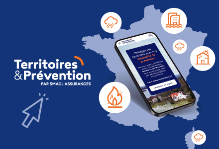 Mockup de notre site territoires et prevention dans une carte avec les risques climatiques 